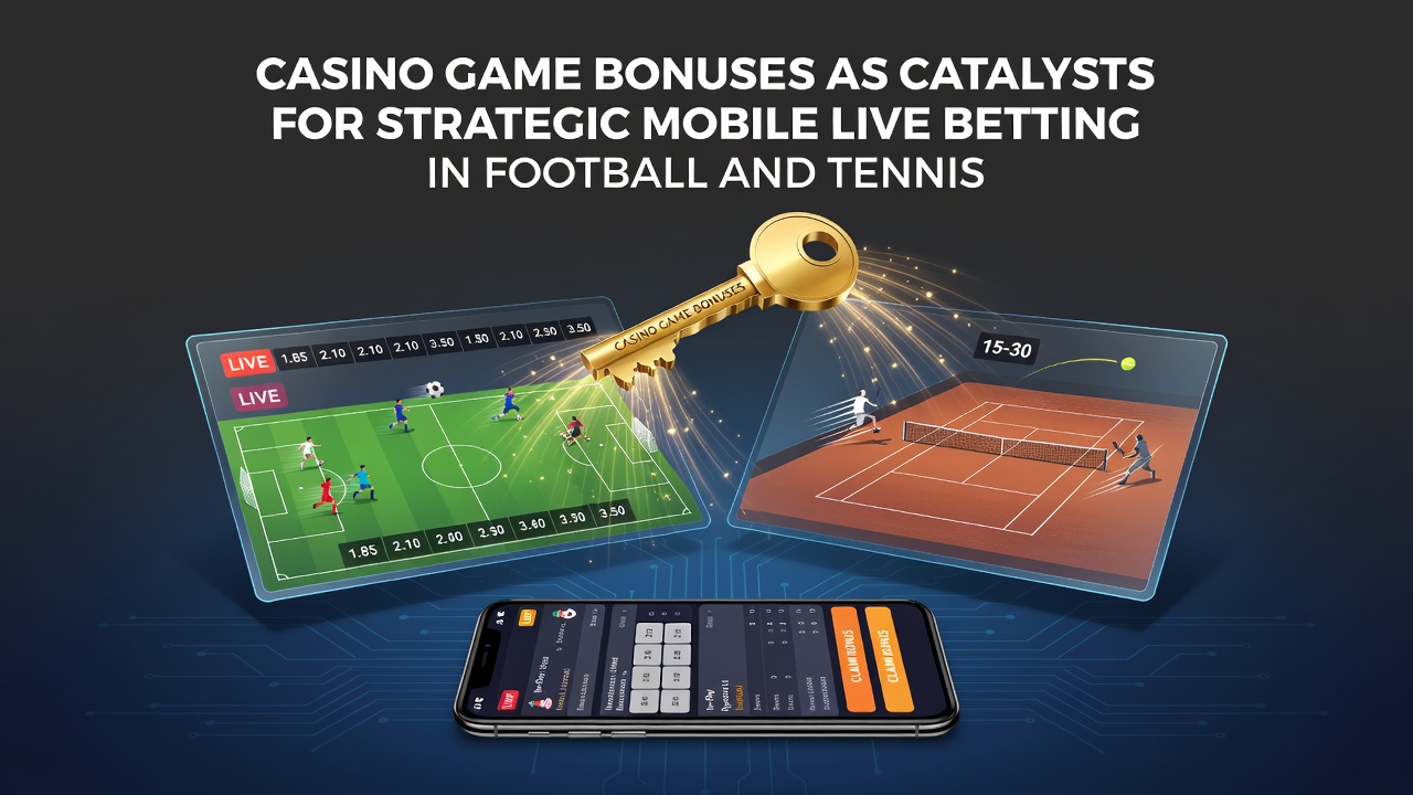 Mobiele app-interface met casino bonussen en live voetbalweddenschappen