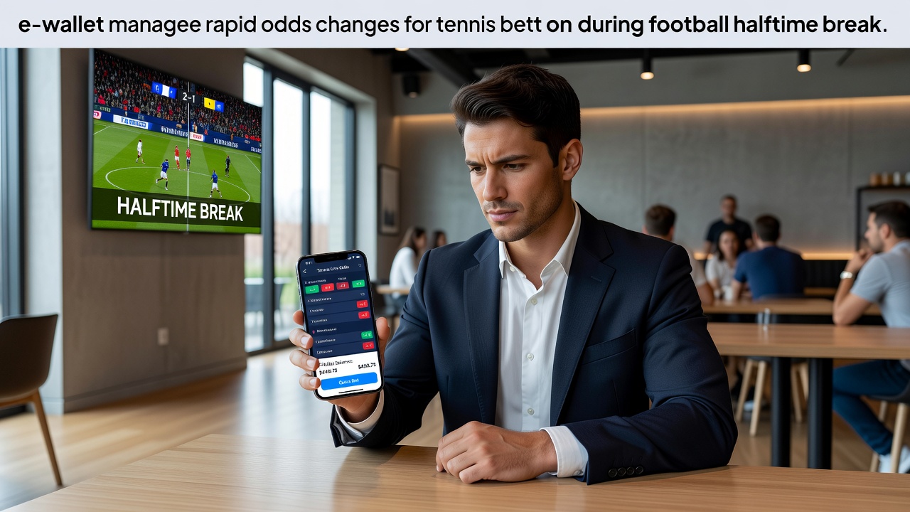 E-wallet interface voor live tennis bets tijdens voetbalpauzes