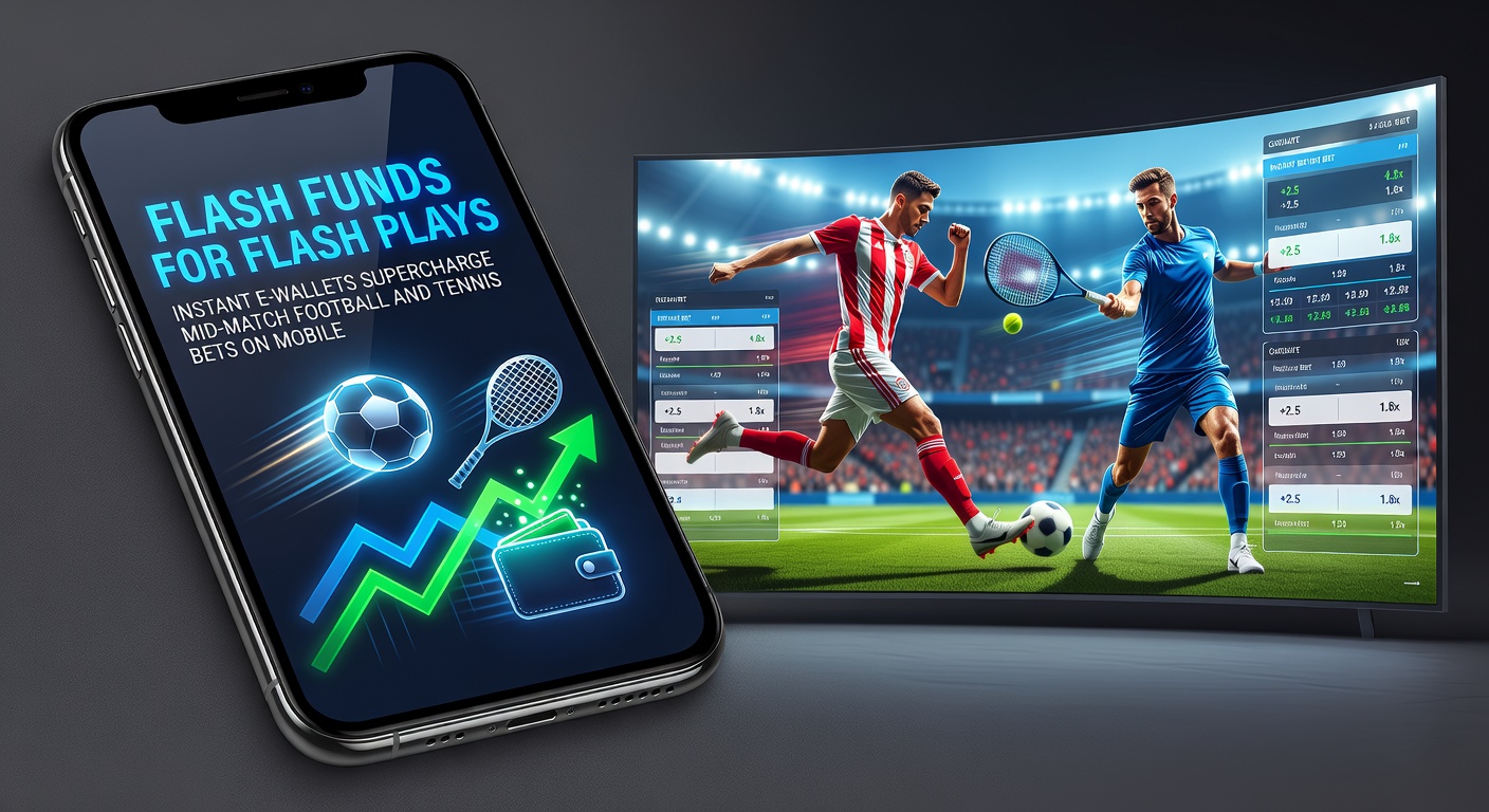 Smartphone met live voetbalwedstrijd en e-wallet app open voor snelle betaling tijdens mid-match actie