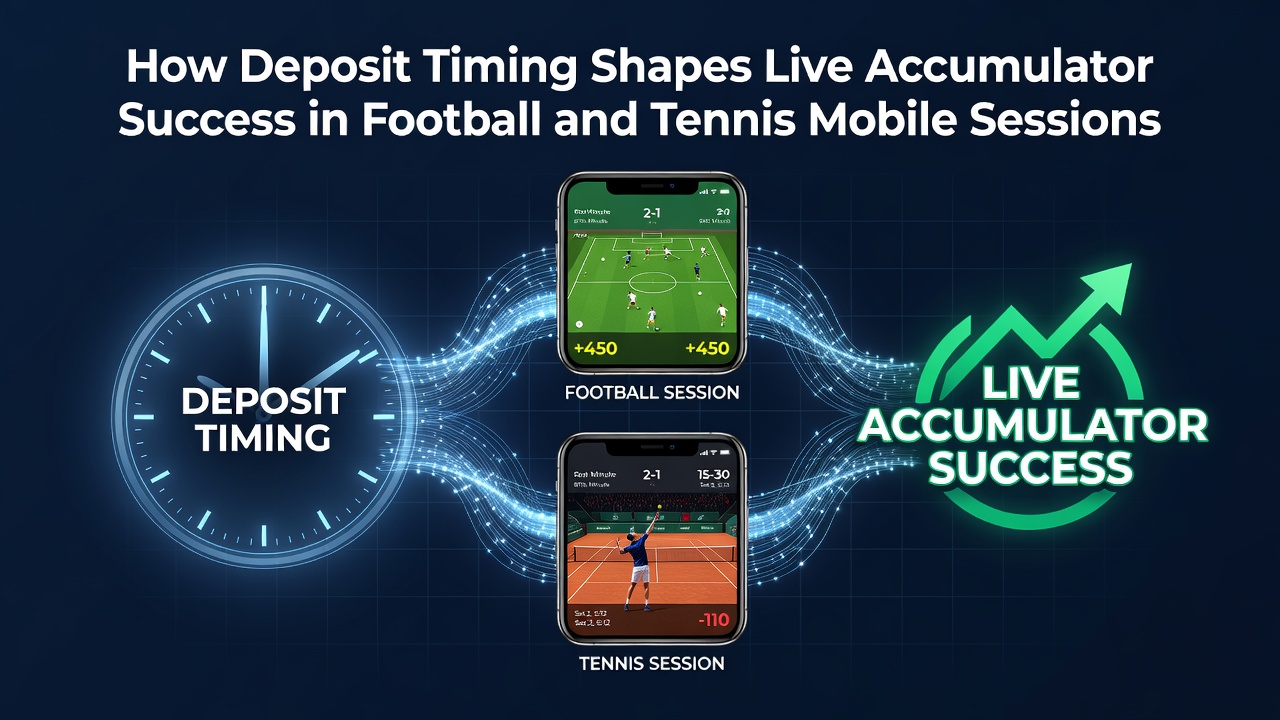Mobiele speler die live accumulator bets plaatst tijdens een voetbalwedstrijd met realtime stortingsopties zichtbaar op het scherm