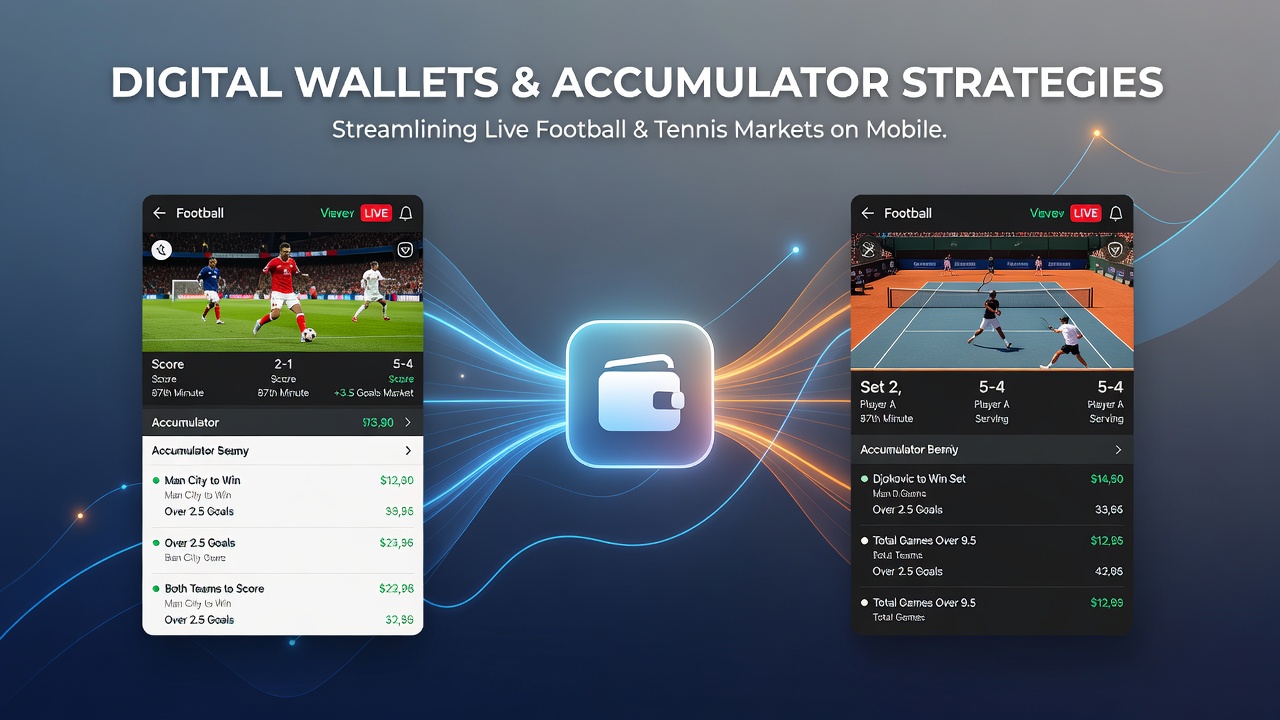 Gebruikers bouwen accumulatorstrategieën op in live tennis- en voetbalmarkten met behulp van digitale wallets op smartphones