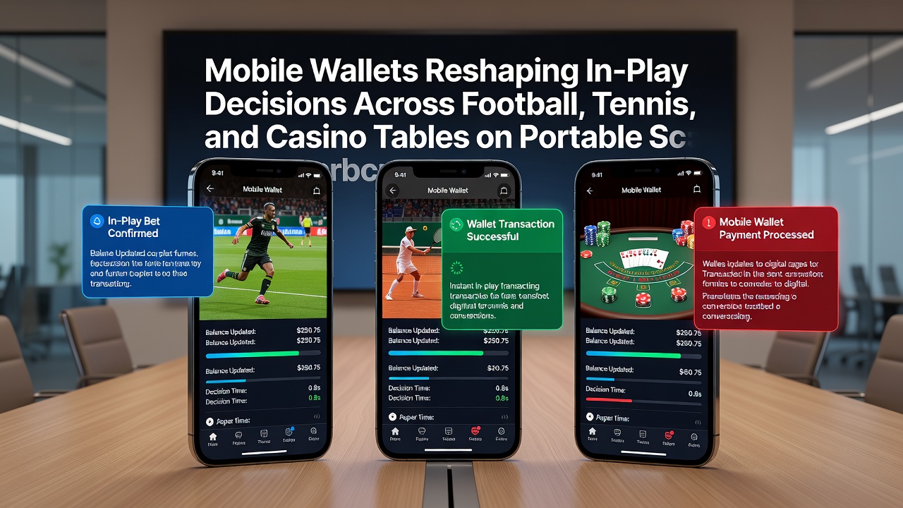 Smartphone met casino live dealer tafel en mobiele wallet transactie