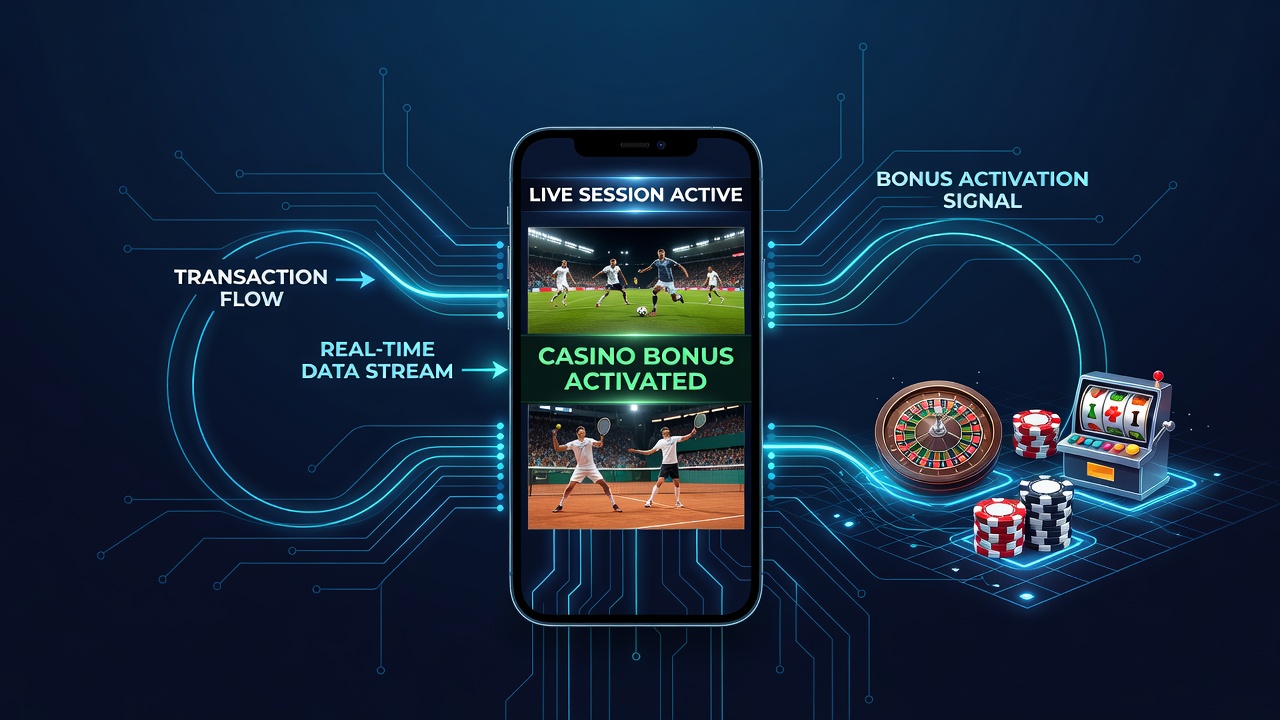 Smartphone transaction flows voor real-time casino bonus activering in live sport