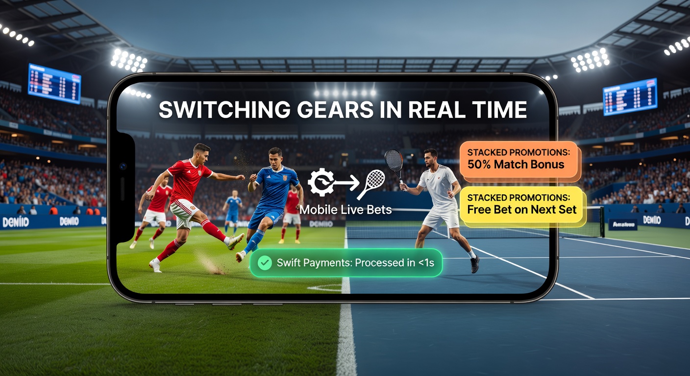 Mobiele app met live voetbal- en tennisweddenschappen, snelle betaalopties zichtbaar op scherm